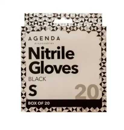 Agenda Disposables Nitrile Gloves Black Small (20)